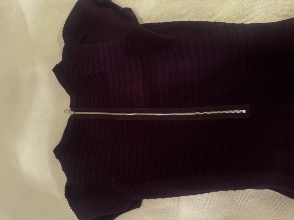 Sandro Knitted Rib Fit & Flare Mini Dress Purple Flare Size 3 - Picture 5 of 16